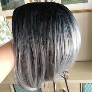 WIG Bob Grey Ombre Wigs Short Straight